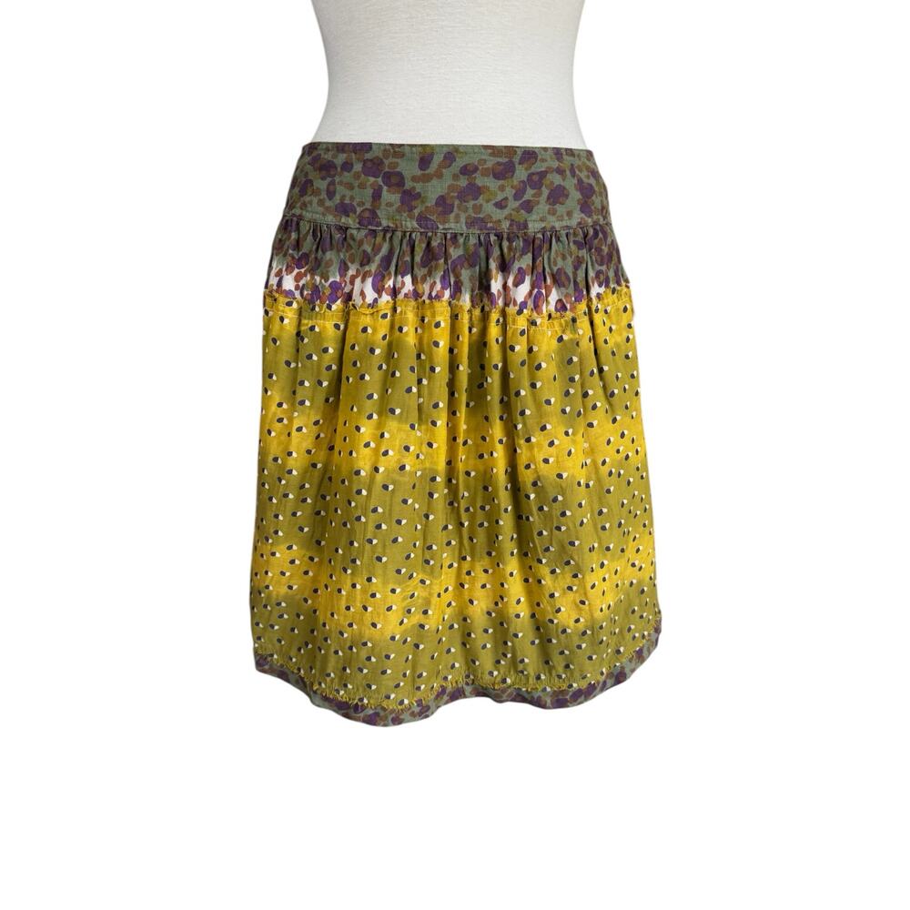GREGORY PARKINSON Multicolor Linen Batik Patchwork Skirt Size 10 Animal Print
